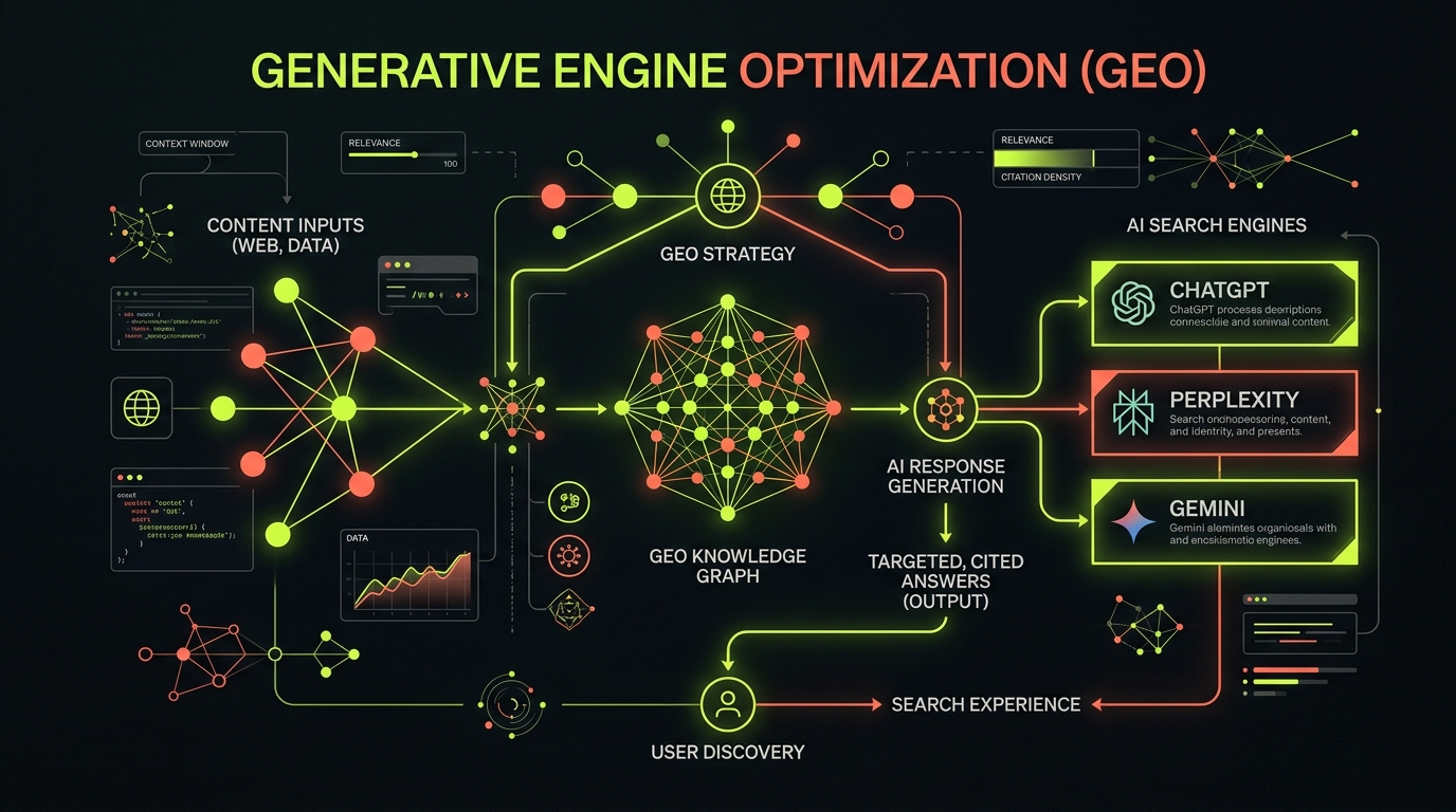 Generative Engine Optimization GEO Editorial Visual Diagram