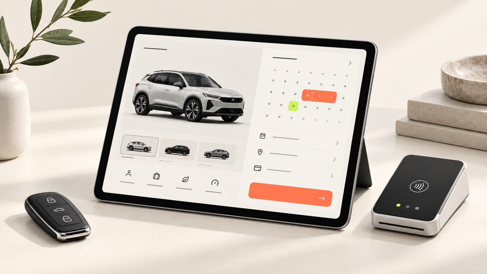 Système de réservation de location de voiture par Battlens - calendrier de disponibilité et paiement sécurisé
