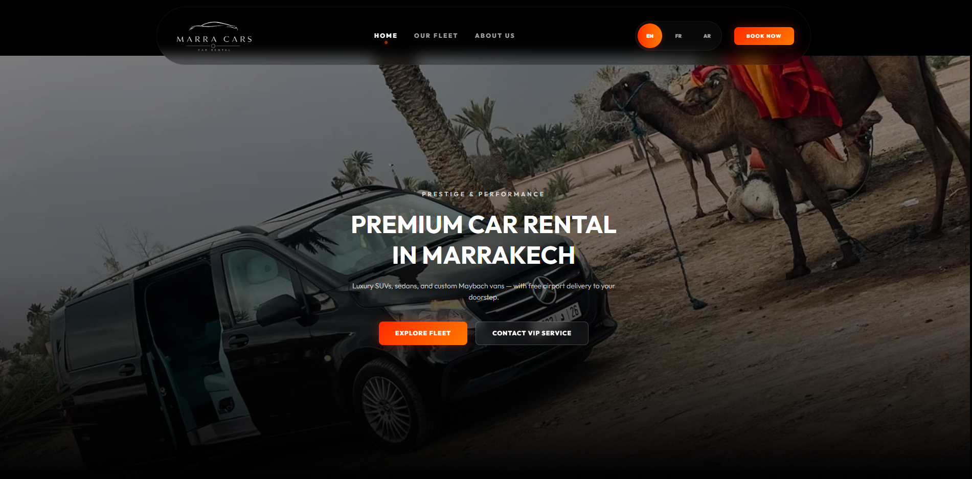 Marra Cars — Premium Car Rental in Marrakech website screenshot